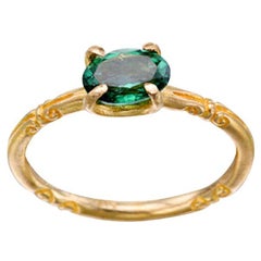 Steven Battelle 0.8 Carats Green Tourmaline 18K Gold Ring Steven Battelle 0.8 Carats Green Tourmaline 18K Gold Ring