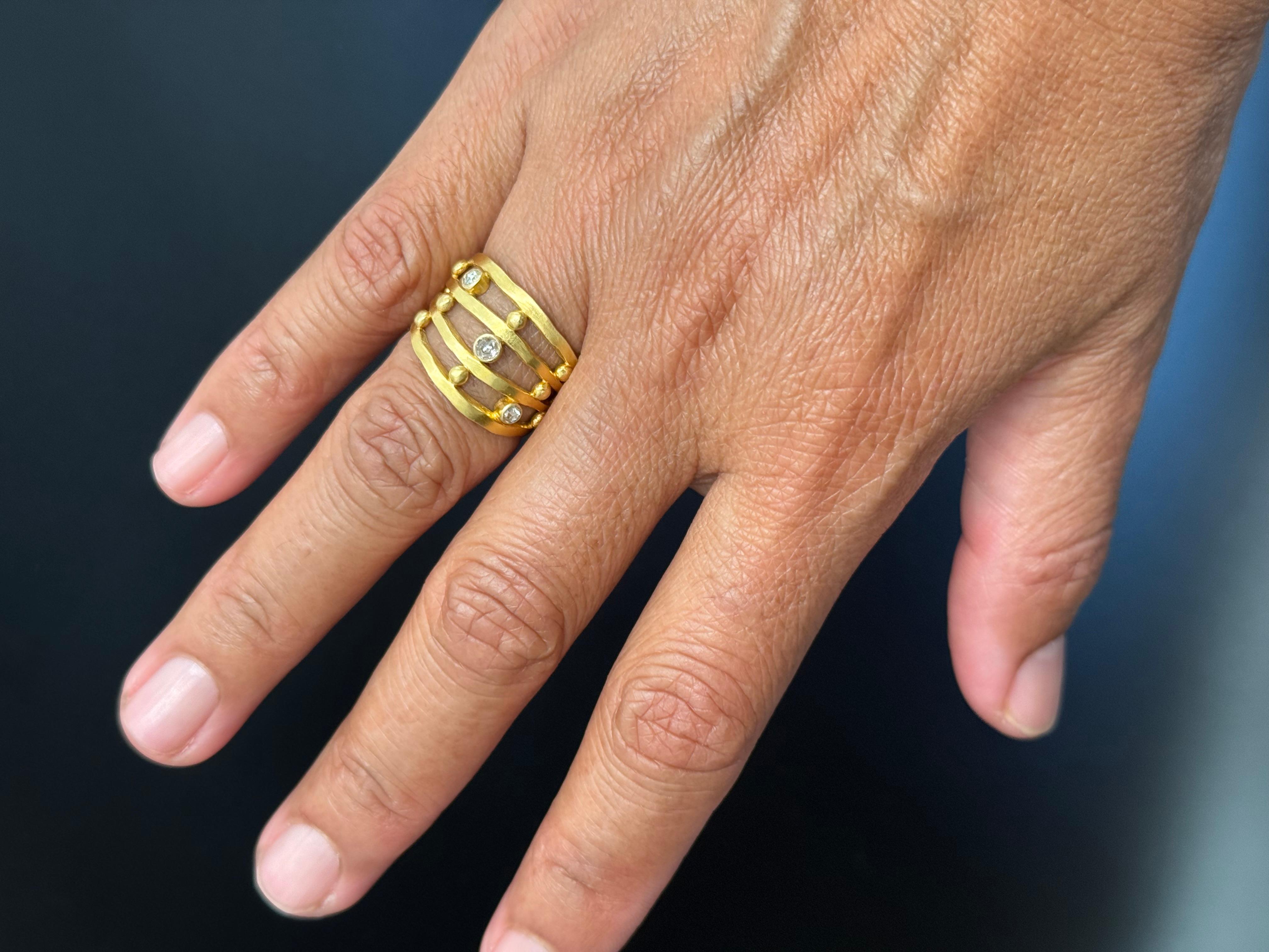 Steven Battelle 1/3 Carat Rose Cut Diamond 18K Gold Ring For Sale 7