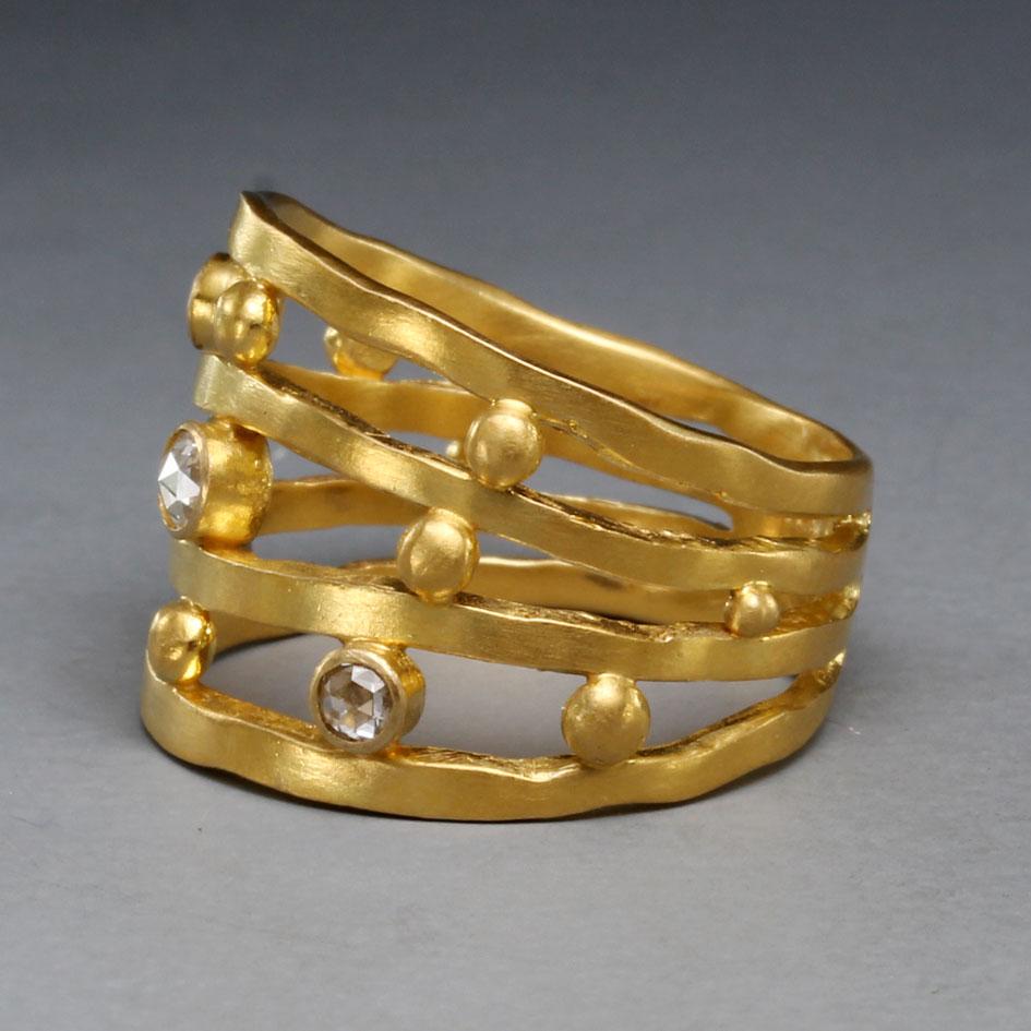 Contemporary Steven Battelle 1/3 Carat Rose Cut Diamond 18K Gold Ring For Sale