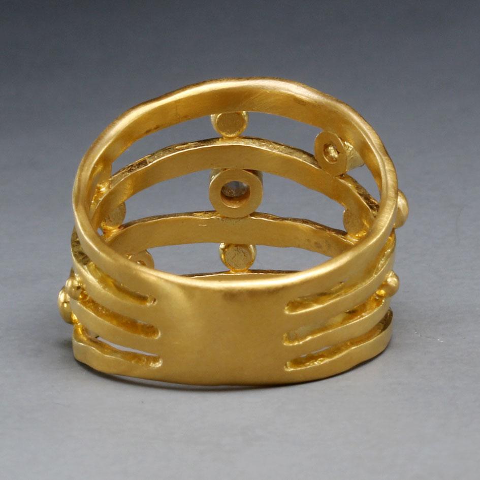 Steven Battelle 1/3 Carat Rose Cut Diamond 18K Gold Ring In New Condition For Sale In Soquel, CA