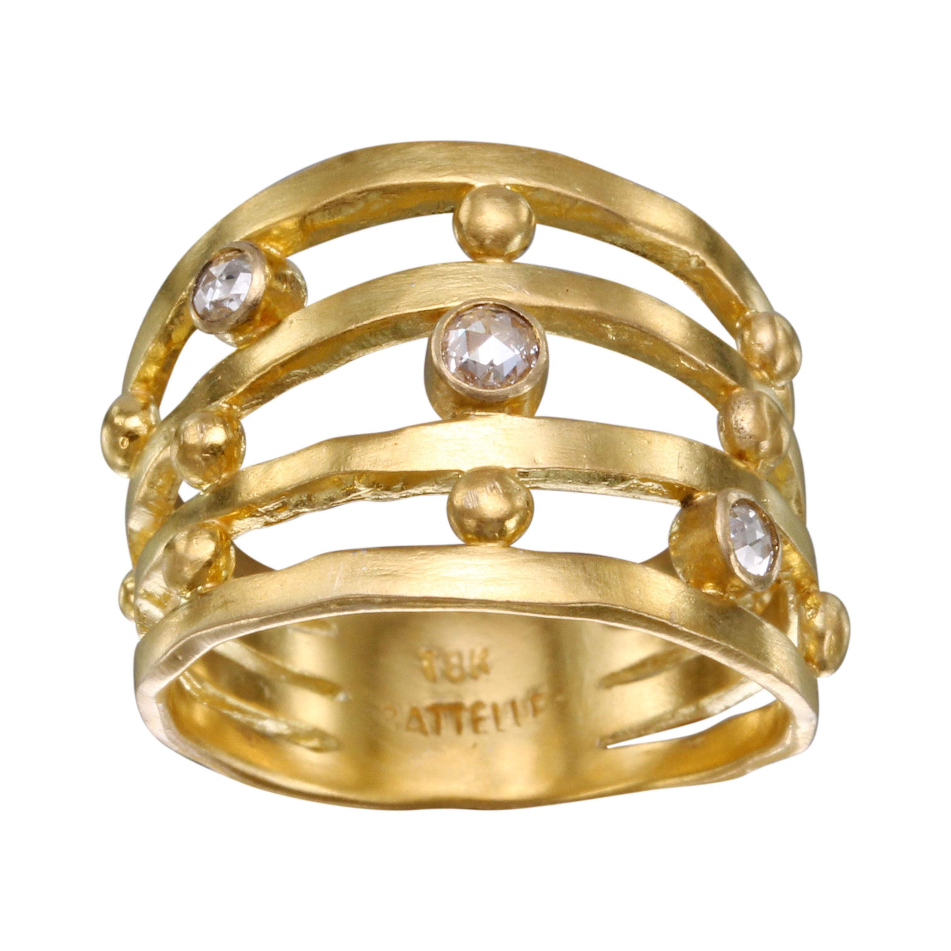 Steven Battelle 1/3 Carat Rose Cut Diamond 18K Gold Ring For Sale 1