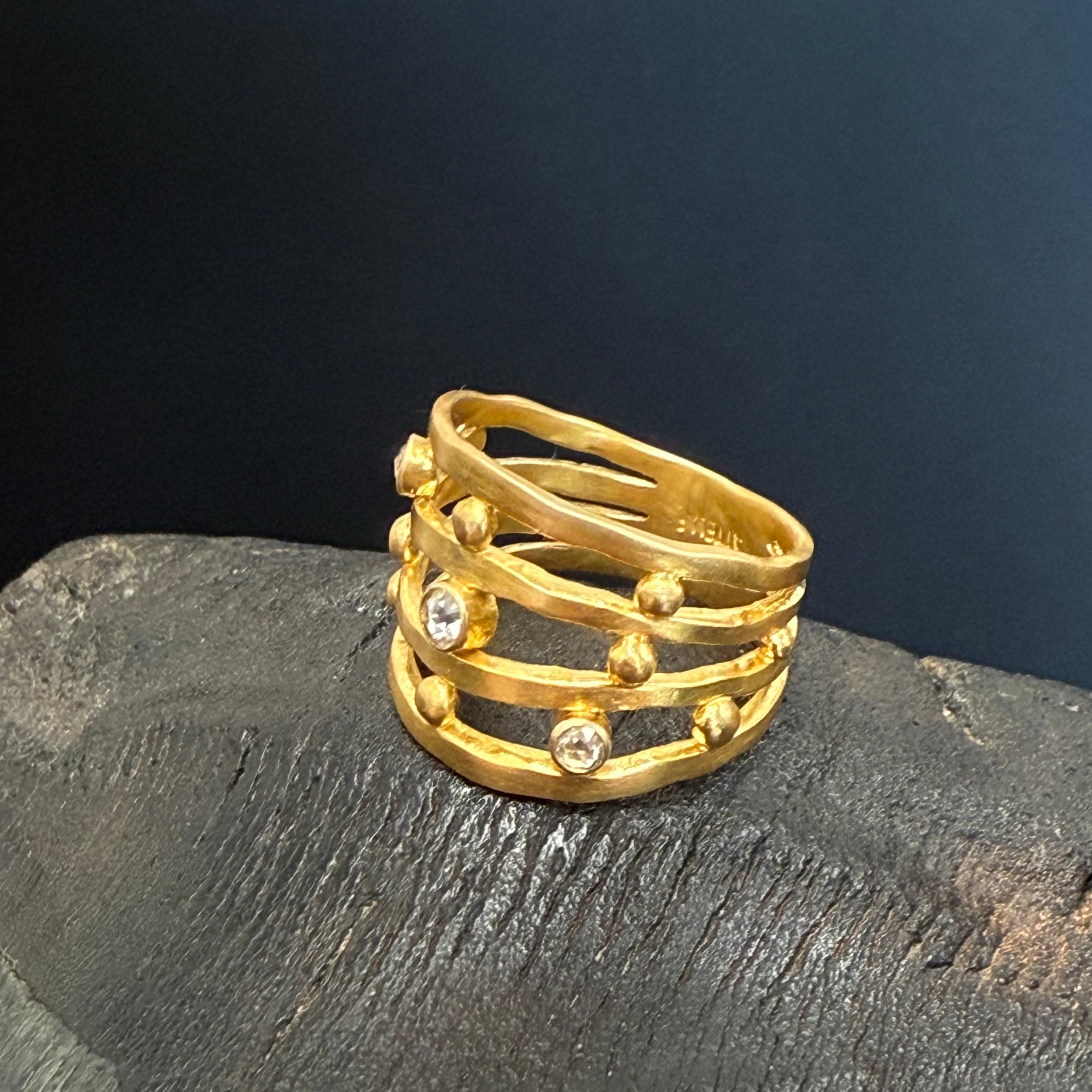 Steven Battelle 1/3 Carat Rose Cut Diamond 18K Gold Ring For Sale 2