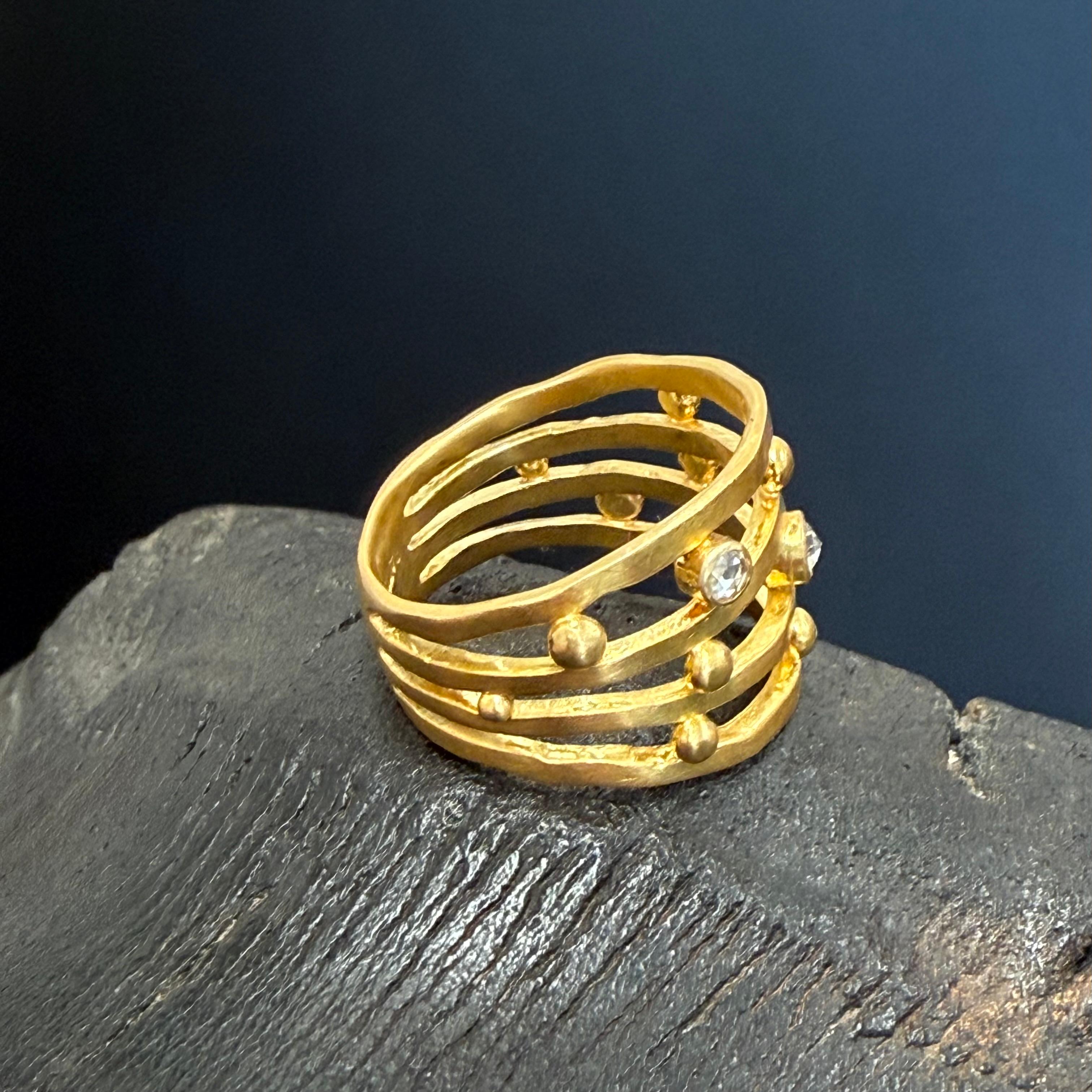Steven Battelle 1/3 Carat Rose Cut Diamond 18K Gold Ring For Sale 4