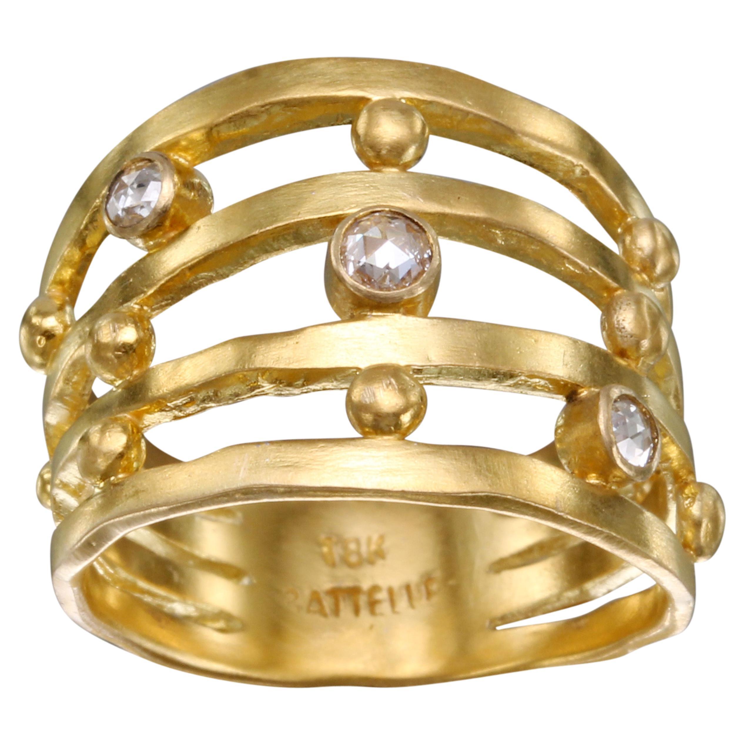 Steven Battelle 1/3 Carat Rose Cut Diamond 18K Gold Ring