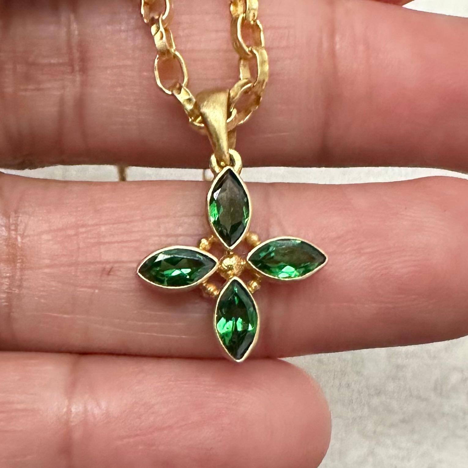 da uomo o donna Ciondolo in oro 18 carati con tsavorite di 1,0 carati di Steven Battelle in vendita