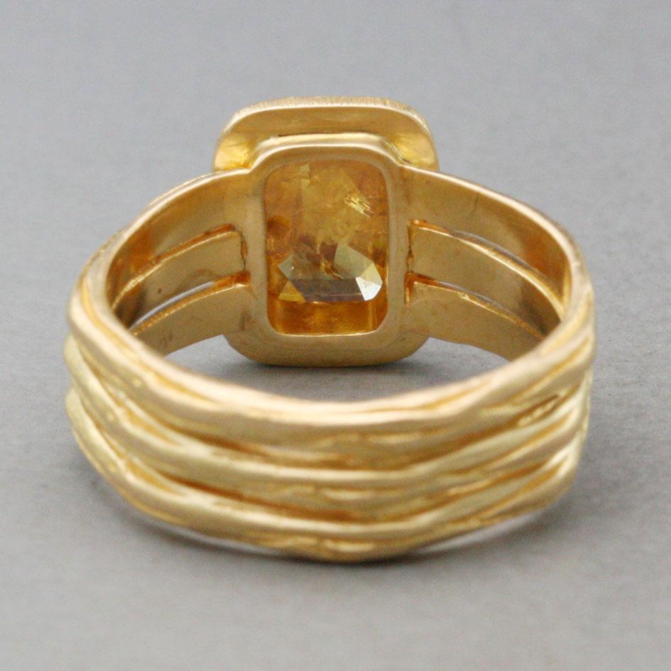 Rose Cut Steven Battelle 1.0 Carats Yellow Diamond 18K Gold Ring For Sale