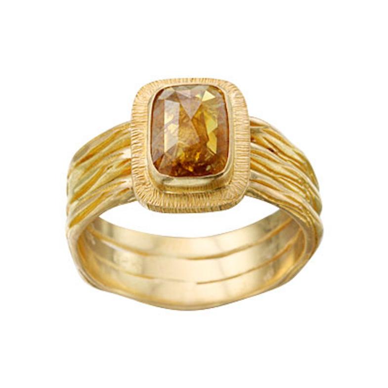 Steven Battelle 1.0 Carats Yellow Diamond 18K Gold Ring In New Condition For Sale In Soquel, CA