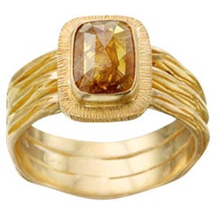 Steven Battelle Anello con diamante giallo da 1,0 carati in oro 18 carati