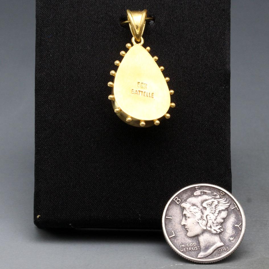 Steven Battelle Pendentif en or 18 carats avec pierre de lune arc-en-ciel de 10,0 carats en vente 5