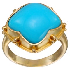 Steven Battelle 10.0 Carats Sleeping Beauty Turquoise 18K Gold Ring