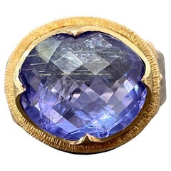 Steven Battelle 10.1 Carats Tanzanite Silver and 18k Gold Ring