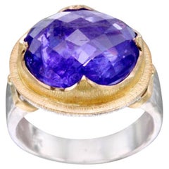 10,1 Karat Tansanit Silber und 18K Gold Ring von Steven Battelle