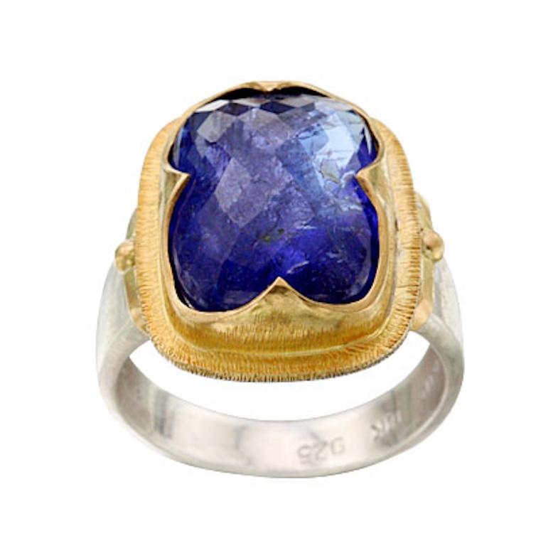 Steven Battelle, bague en or 18 carats avec tanzanite de 10,7 carats Neuf - En vente à Soquel, CA