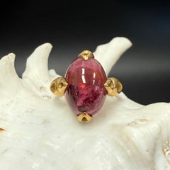 Steven Battelle 10.8 Carats Pink Tourmaline Diamond 18K Gold Ring