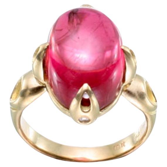 Steven Battelle 10.8 Carats Pink Tourmaline Diamond 18K Gold Ring