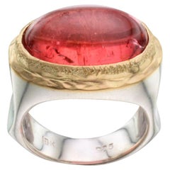Steven Battelle 10.8 Carats Pink Tourmaline Silver/18K Gold Ring