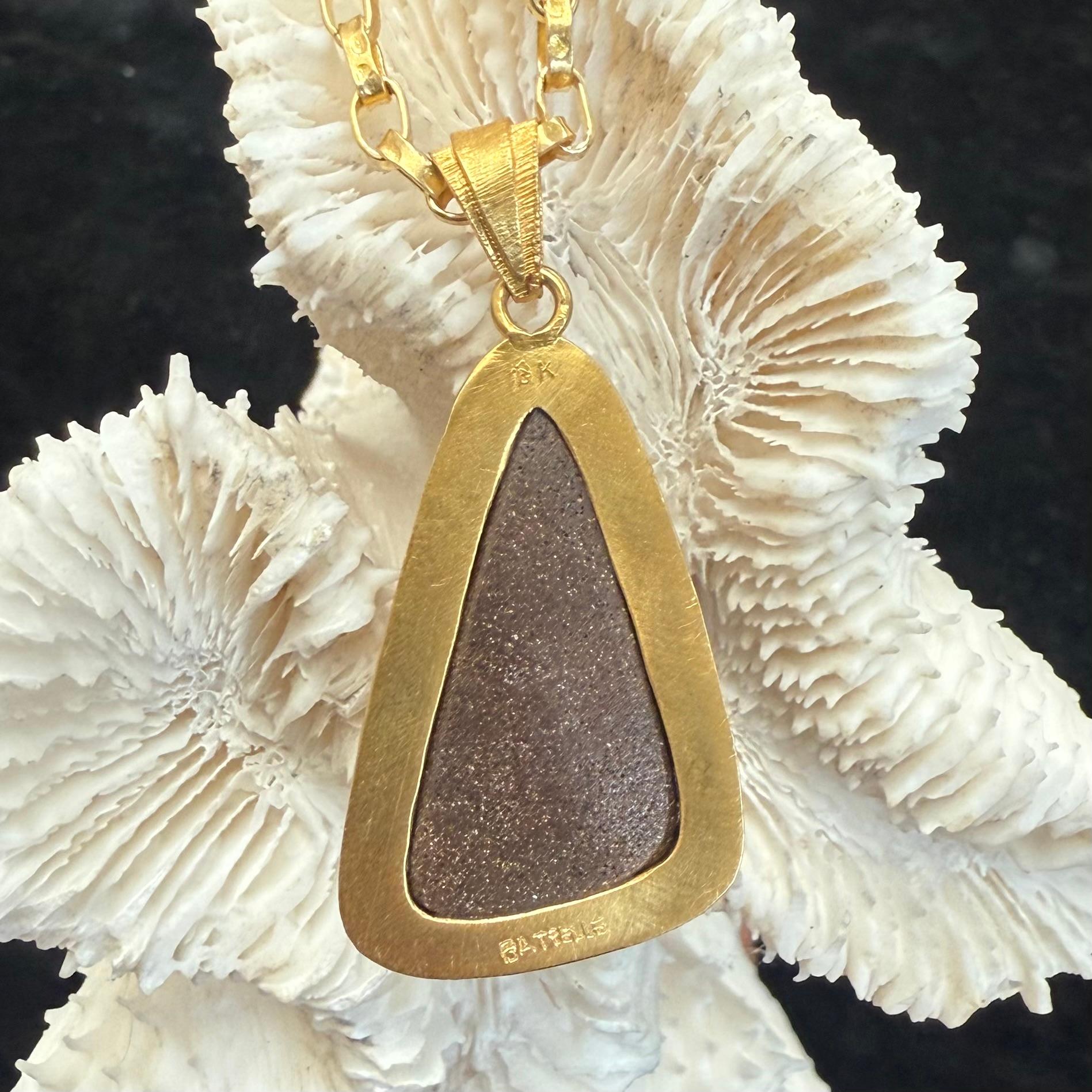 Steven Battelle 10.9 Carats Australian Boulder Opal 18K Gołd Pendant For Sale 4