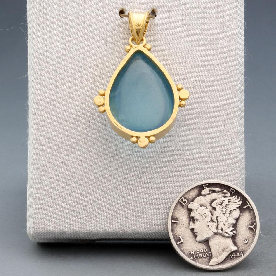 Steven Battelle 11,2 Karat Cabochon Aquamarin 18K Gold Anhänger für Damen oder Herren im Angebot