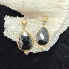 Steven Battelle 11.2 Carats Large Black Diamond 18K Gold Post Earrings