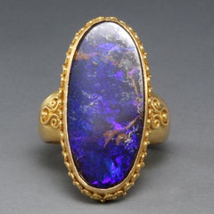 Steven Battelle 11.3 Carats Boulder Opal 18K Gold Ring
