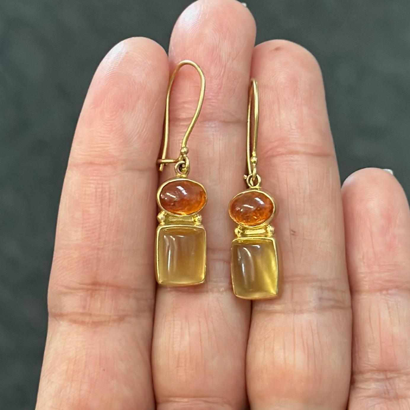 11.3 Carats Yellow Beryl Spessartine 18K Gold Wire Earrings In New Condition For Sale In Soquel, CA