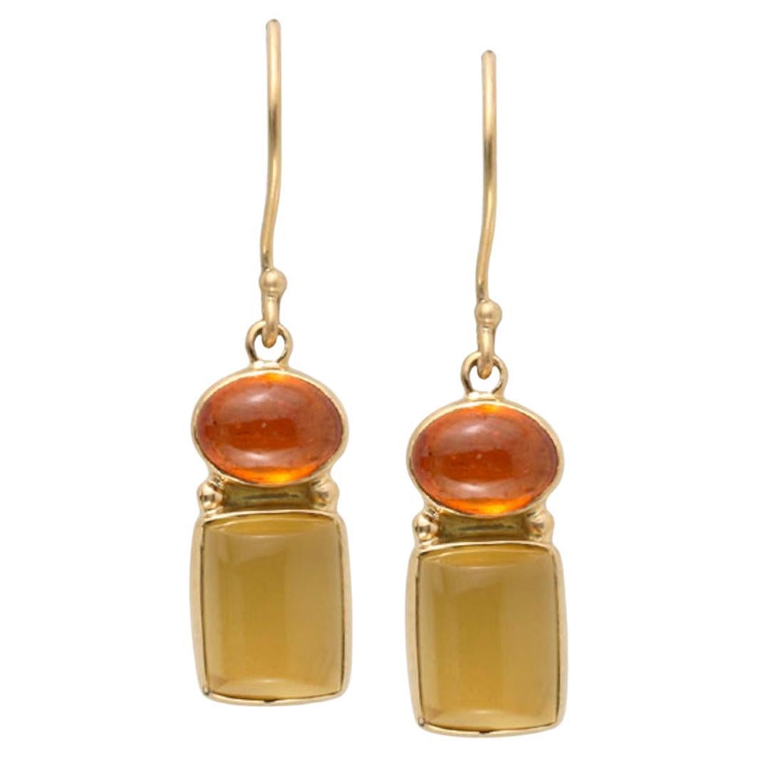 11.3 Carats Yellow Beryl Spessartine 18k Gold Wire Earrings For Sale