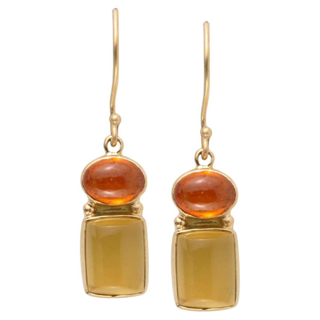 11.3 Carats Yellow Beryl Spessartine 18k Gold Wire Earrings