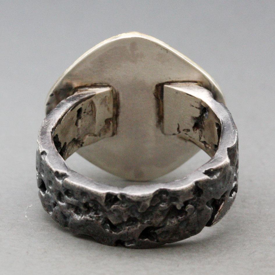 Steven Battelle 11,4 Karat Regenbogen Mondstein 18K Gold/oxidiertes Silber Ring (Cabochon) im Angebot