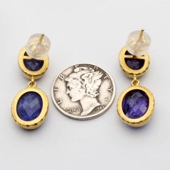 Steven Battelle 11.4 Carats Tanzanite 18K Gold Post Earrings