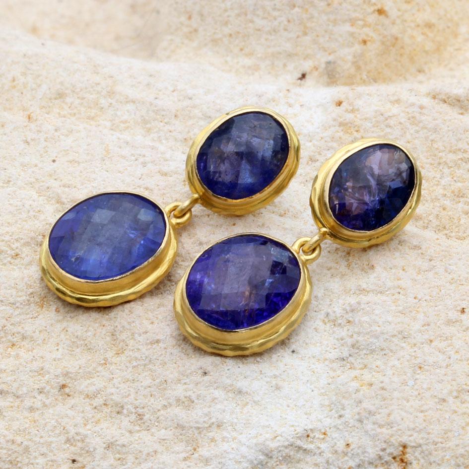 Steven Battelle - Boucles d'oreilles en or 18 carats Tanzanite 11,4 carats Neuf - En vente à Soquel, CA