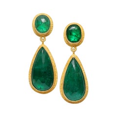 Steven Battelle 11.5 Carats Zambian Emerald 18K Gold Post Earrings