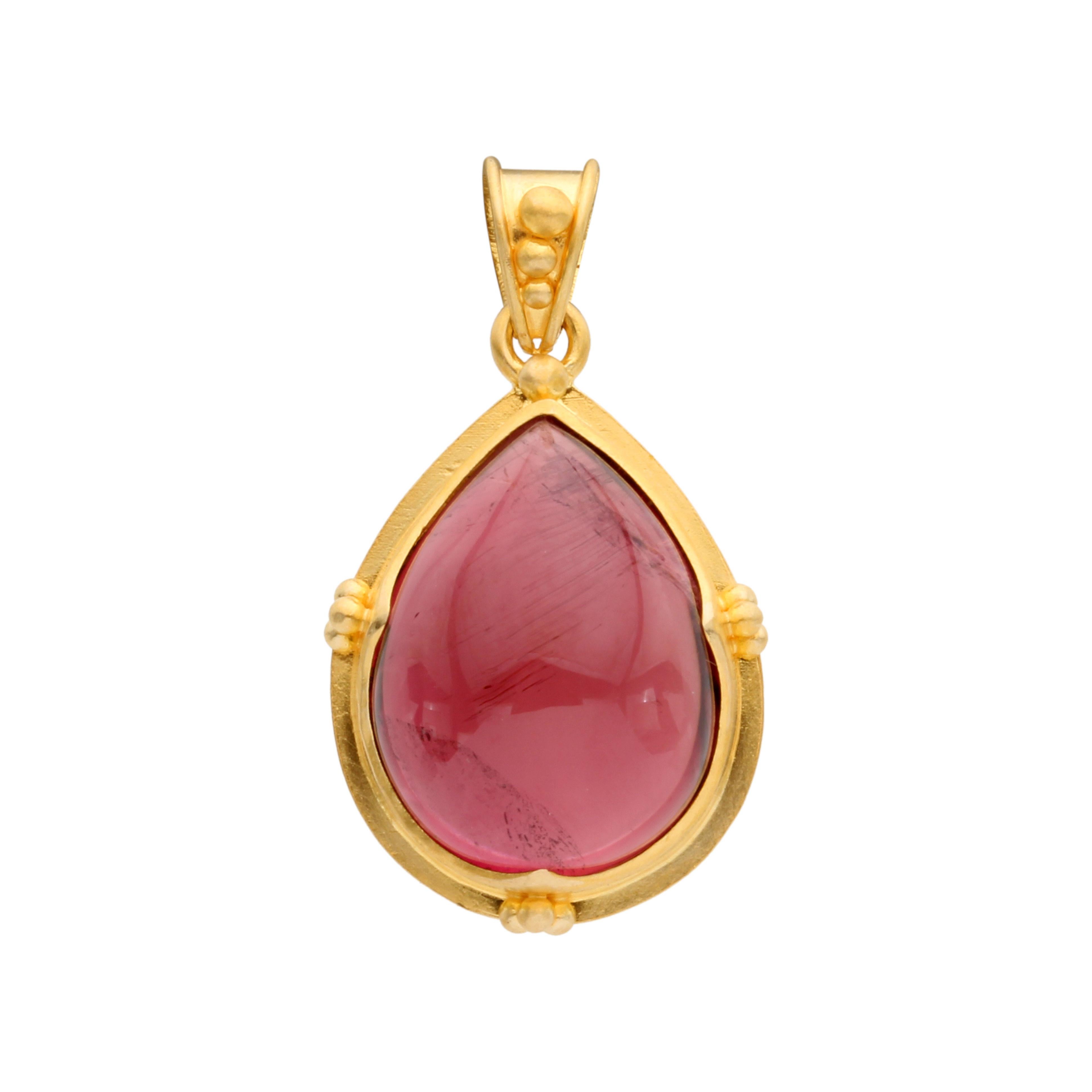 Ciondolo in oro 18K con tormalina rosa da 12,4 carati di Steven Battelle