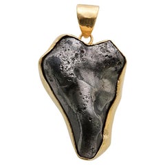Steven Battelle 12.4 Gram Meteorite Semi-Heart Shaped 18K Gold Pendant