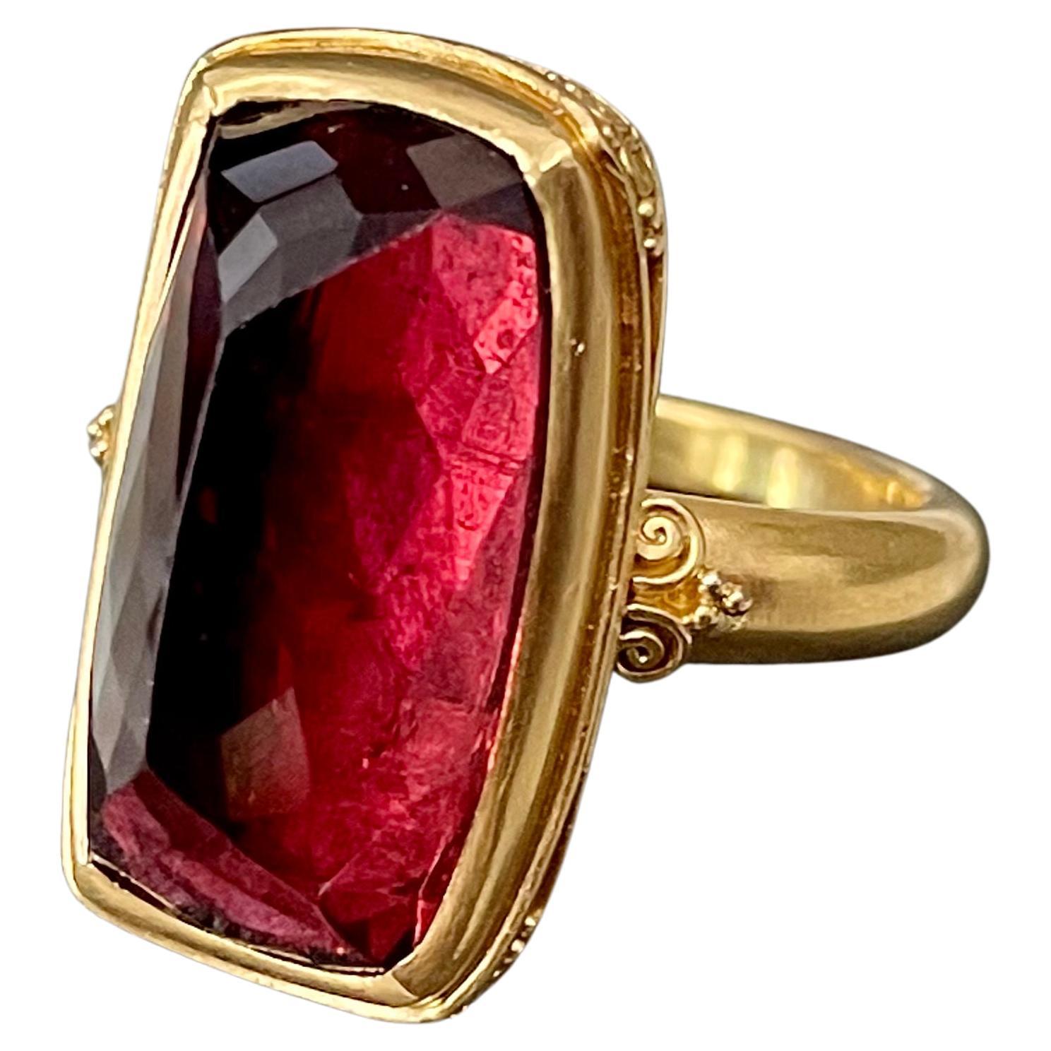 Steven Battelle 12.6 Carats Pink Tourmaline 22K Gold Ring