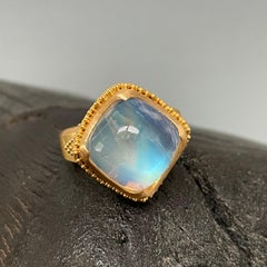 Steven Battelle 12.6 Carats Rainbow Moonstone 22K Gold Ring