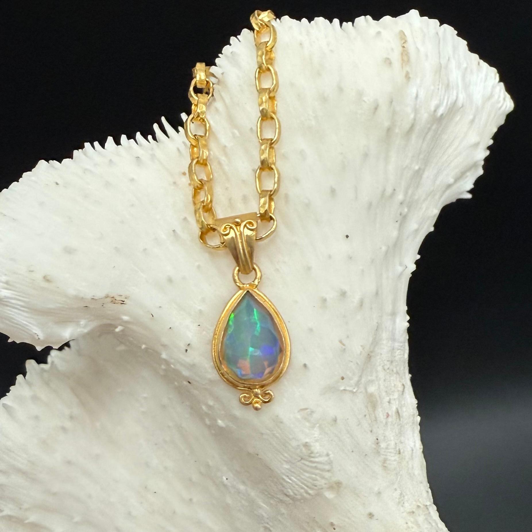 Steven Battelle Pendentif en or 18 carats avec opale éthiopienne de 1,3 carat en vente 4