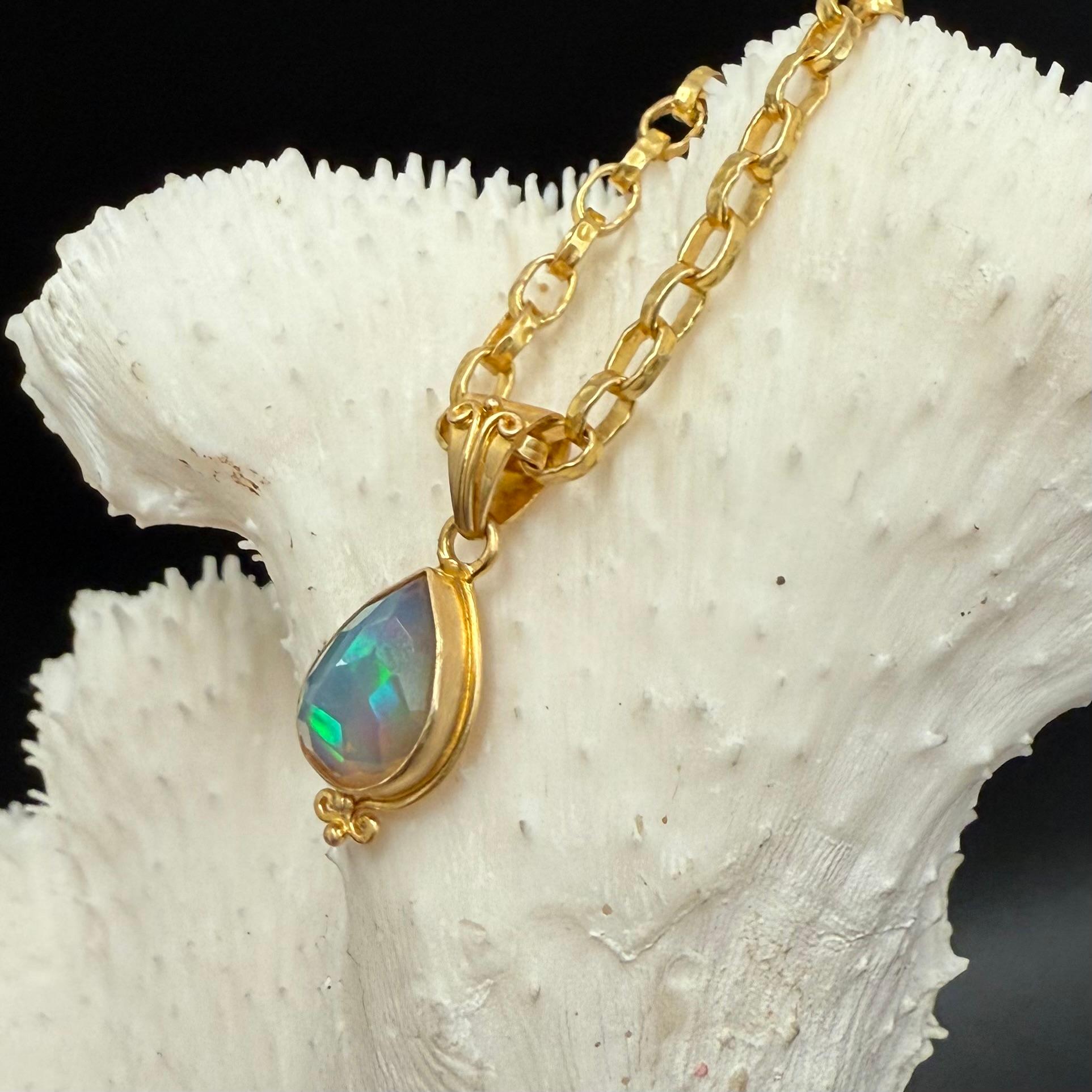 Steven Battelle Pendentif en or 18 carats avec opale éthiopienne de 1,3 carat en vente 2