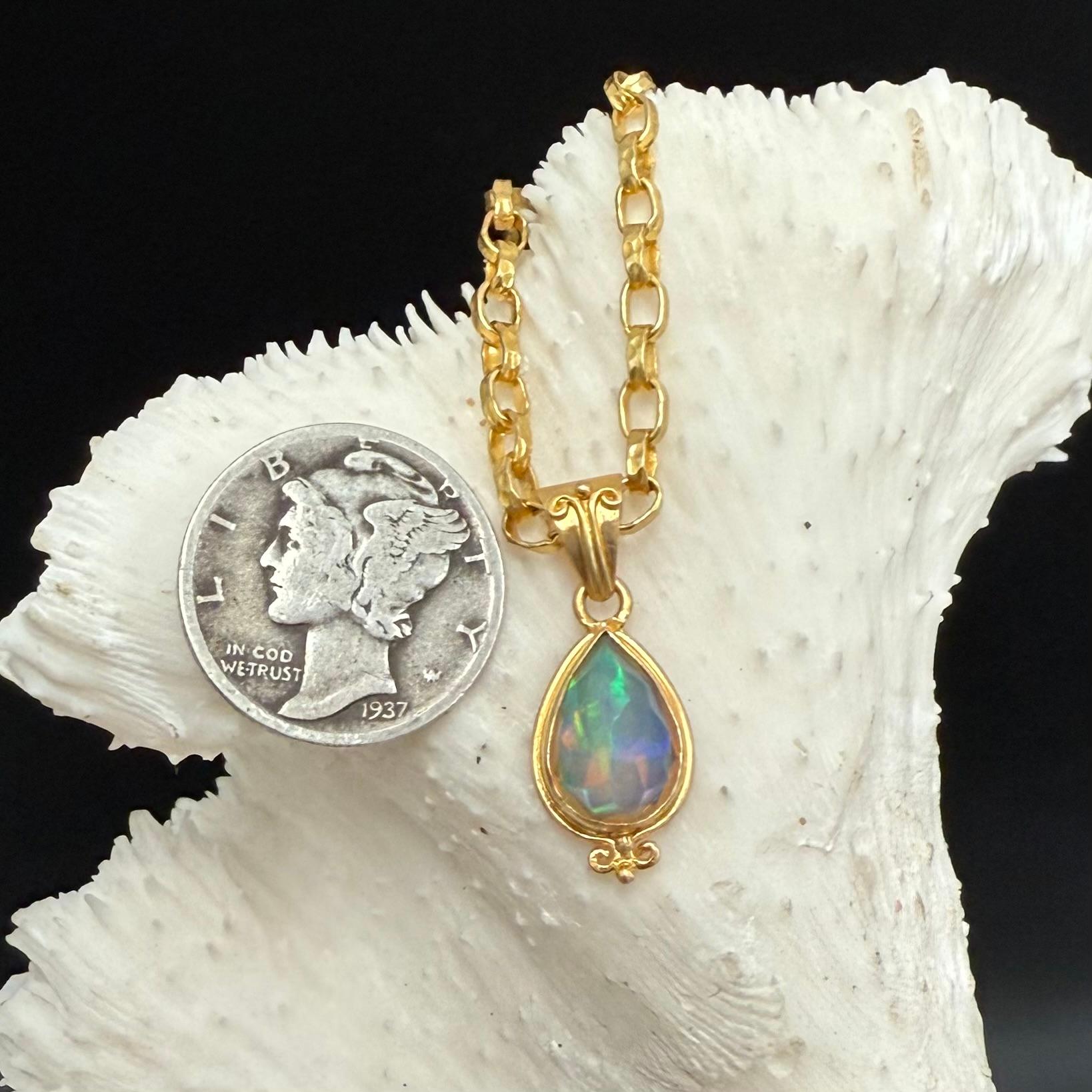 Steven Battelle Pendentif en or 18 carats avec opale éthiopienne de 1,3 carat en vente 3