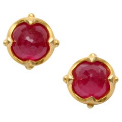 Steven Battelle 1.3 Carats Ruby 18K Gold Post Earring