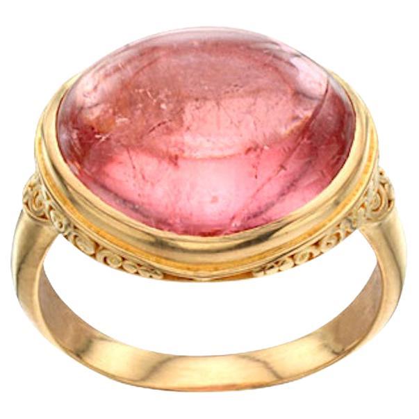Steven Battelle 13.1 Carats Pink Tourmaline 18K Gold Ring For Sale