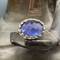 13.3 Carats Rose Cut Tanzanite 18K Gold Ring