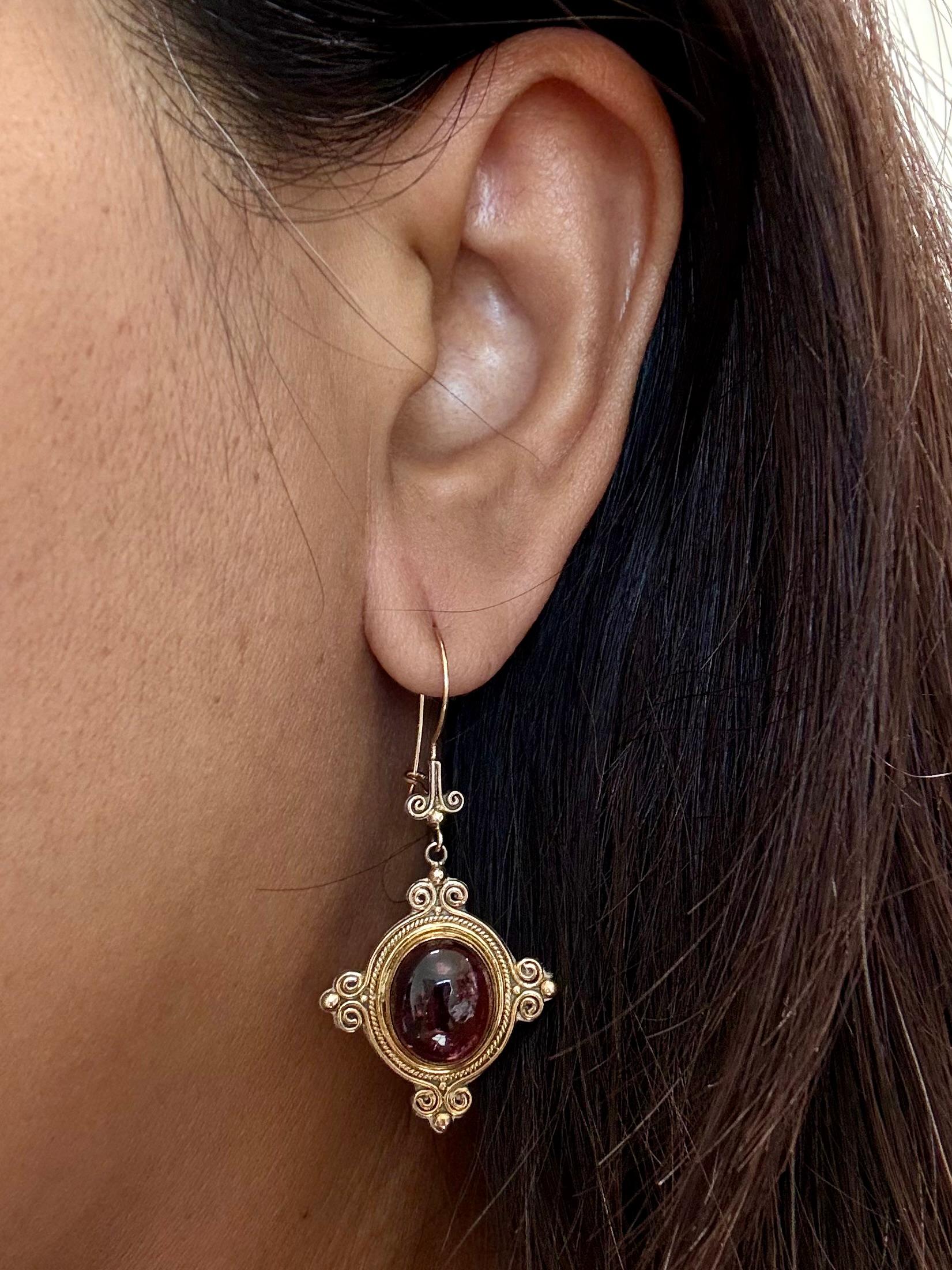 Cabochon Steven Battelle 13.5 Carat Pink Tourmaline 18K Gold/Sterling Drop Earrings For Sale