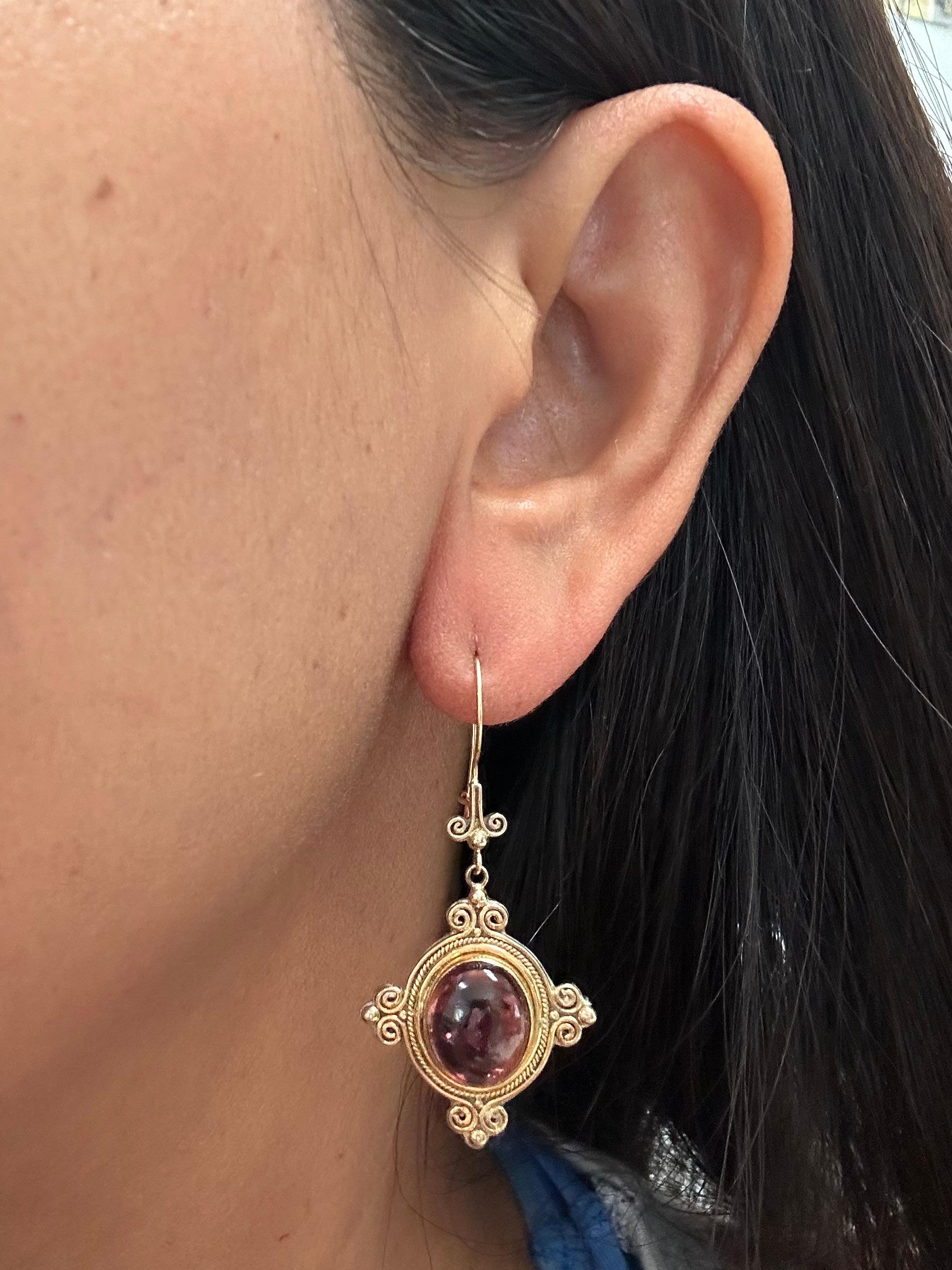 Women's Steven Battelle 13.5 Carat Pink Tourmaline 18K Gold/Sterling Drop Earrings