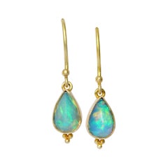 Steven Battelle 1.4 Carats Ethiopian Opal 18K Gold Earrings