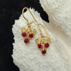Steven Battelle 1.4 Carats Red Fancy Sapphire 18K Gold Earrings