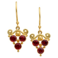 Steven Battelle 1.4 Carats Red Fancy Sapphire 18K Gold Earrings