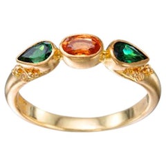 Steven Battelle Anillo de oro de 22 quilates con tsavorita espesartita de 1,4 quilates