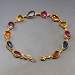 Steven Battelle, bracelet en or 18 carats avec saphirs fantaisie de 14,1 carats