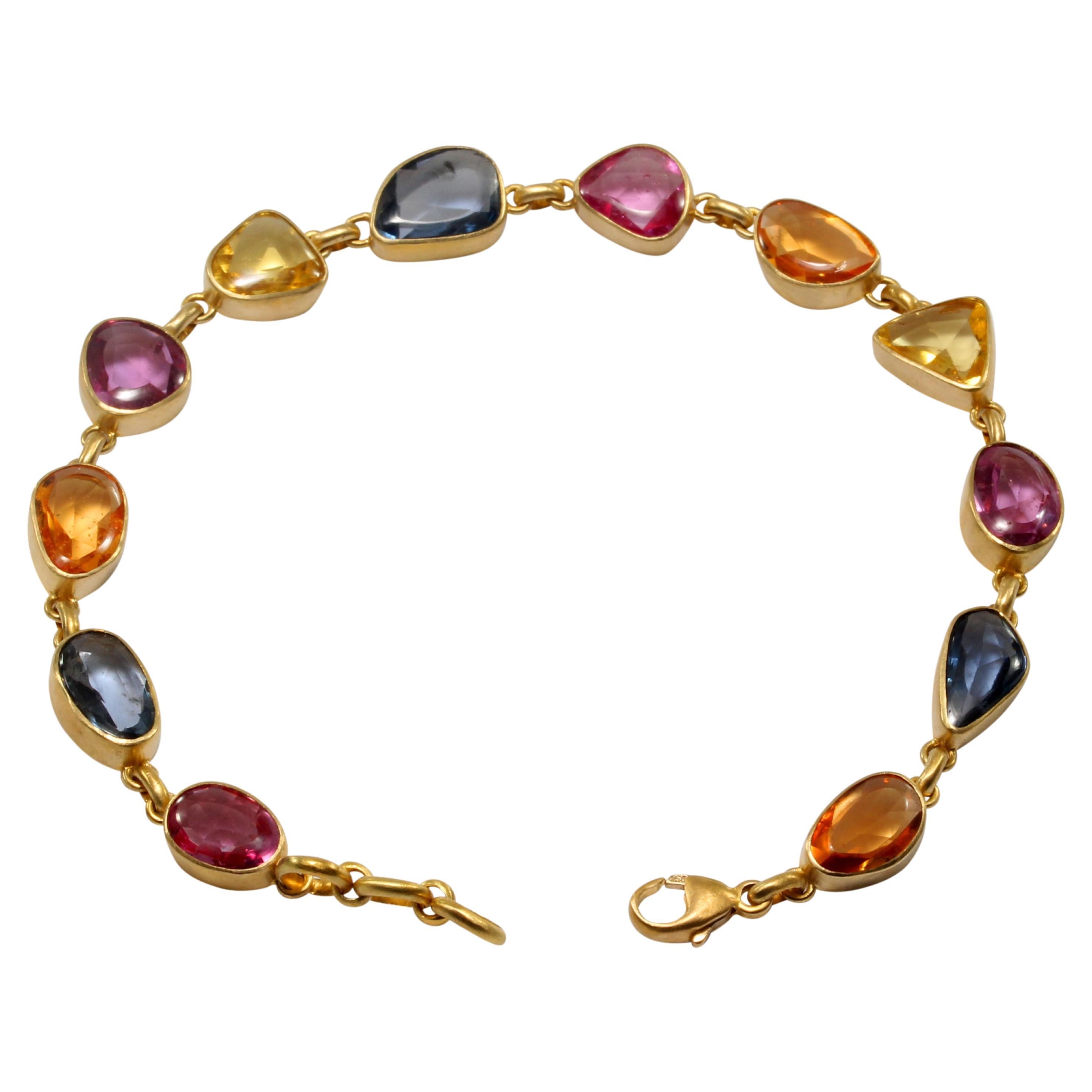 Steven Battelle 14.1 Carats Fancy Sapphire 18K Gold Bracelet