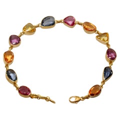 Steven Battelle 14.1 Carats Fancy Sapphire 18K Gold Bracelet